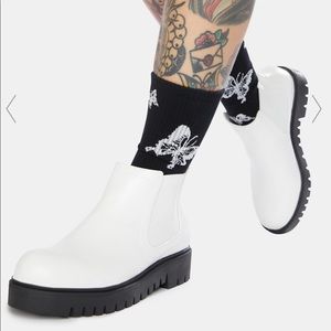 White Platform Chelsea Boots